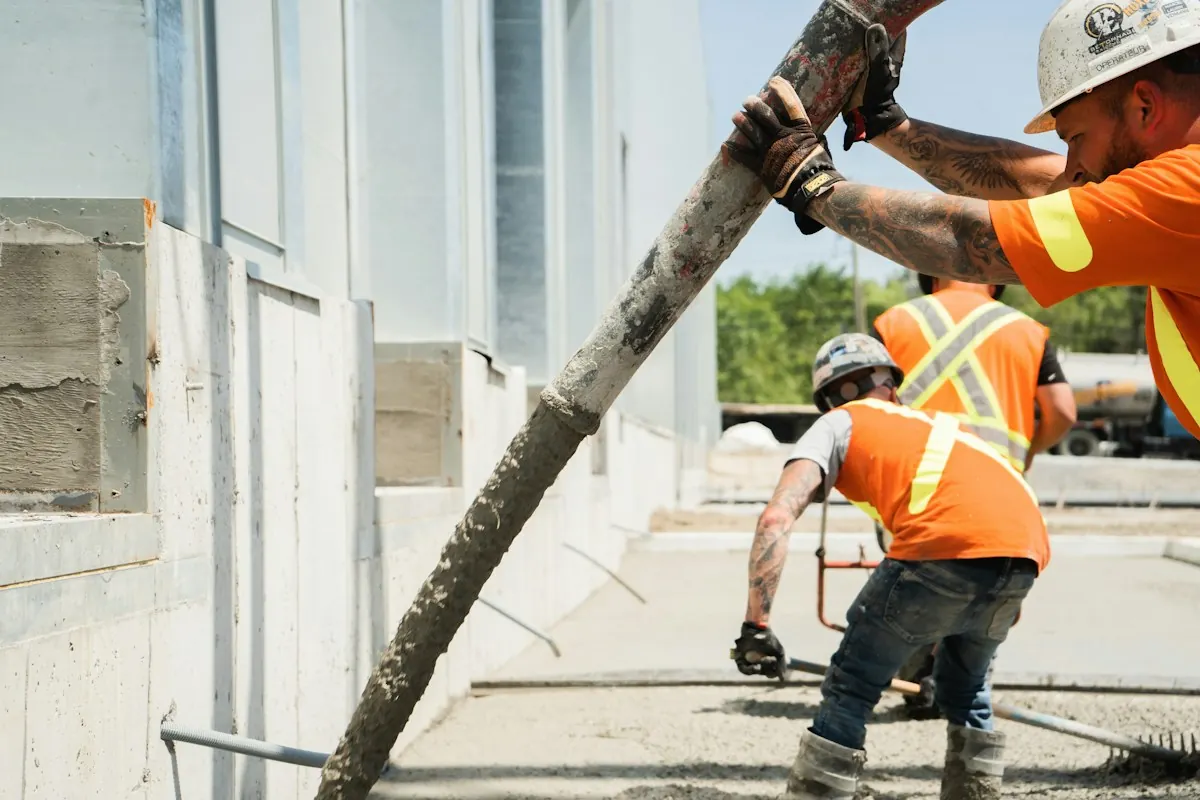 Concrete being placed from a pump hose on a pour in the Phoenix area